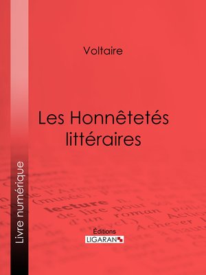 cover image of Les Honnêtetés littéraires